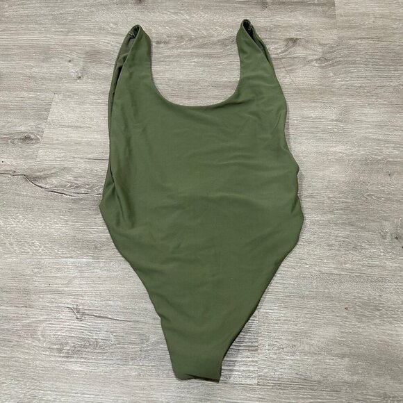 Aerie Scoop Neck Low Back Green One Piece Swimsuit Bathing Suit Size Medium - Picture 3 of 5
